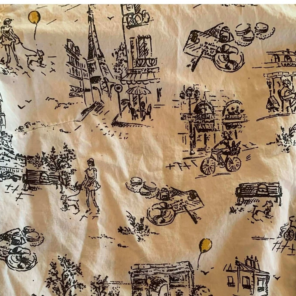 Caslon Button Down Shirt Small White Paris Print Long Sleeve Cotton Travel - Picture 3 of 8